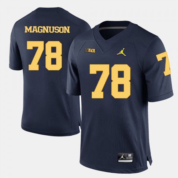 University of Michigan #78 Men Erik Magnuson Jersey Navy Blue College Football NCAA